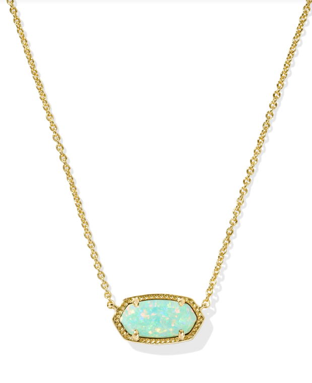 Elisa Pendant Necklace Gold Green Kyocera Opal – Marlene's Sass