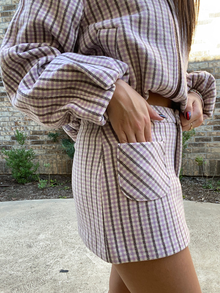 Alycia Skirt- Blush Plaid