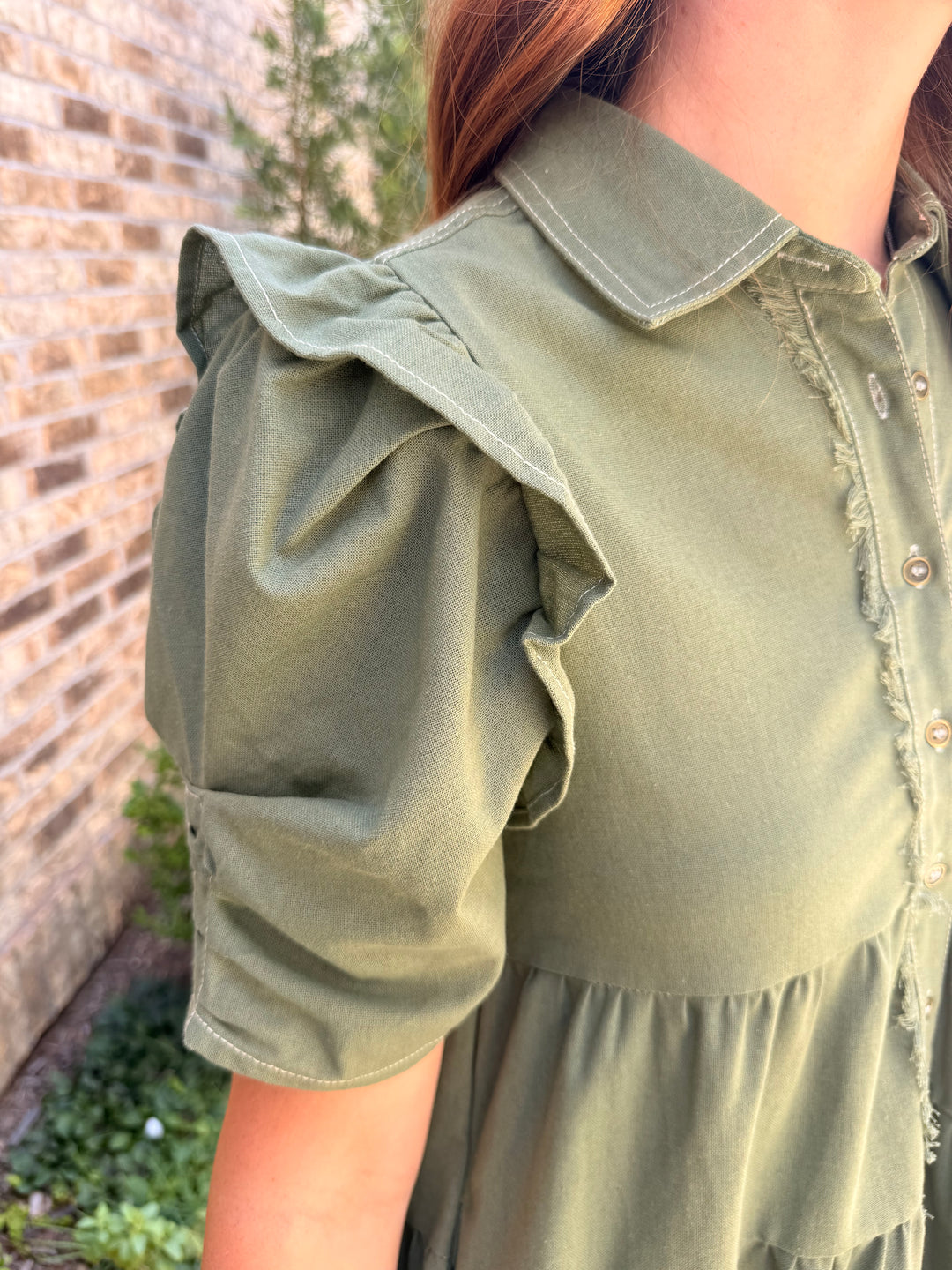 Oli Button Up Dress- Olive