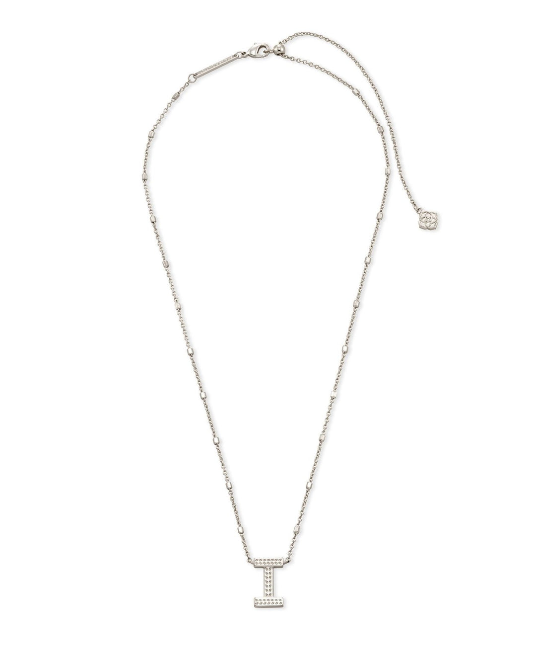 Letter I Pendant Necklace Rhodium Metal