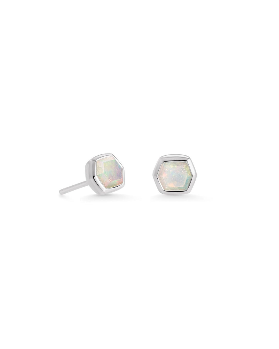 Davie Stud Earrings Sterling Silver White Opal