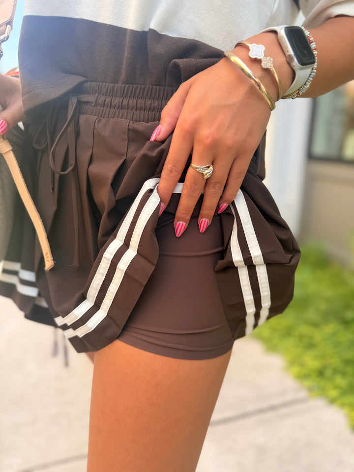 Bleacher Babe Mini Skirt- Dark Chocolate