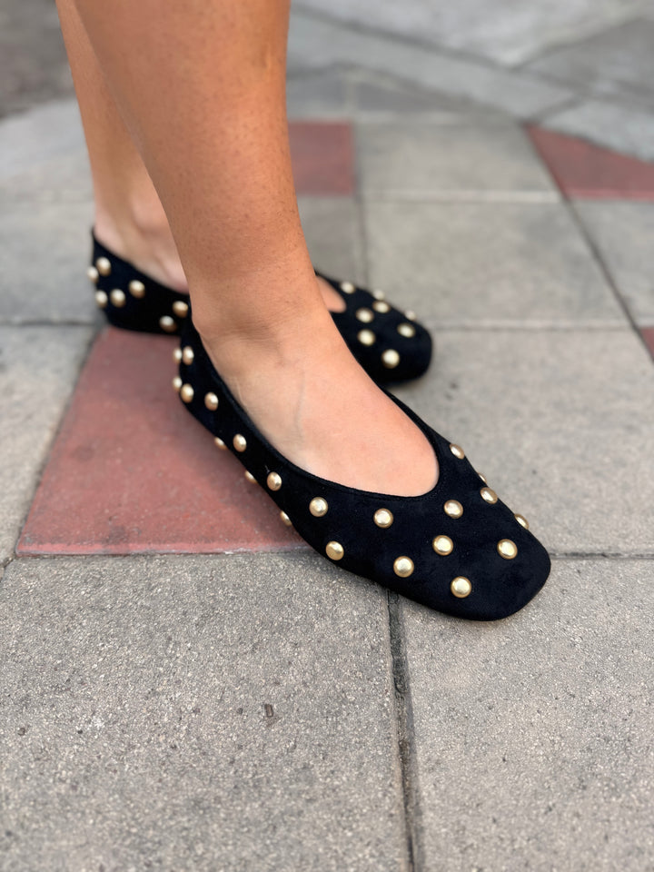 Karma Stud Ballet Flat- Black