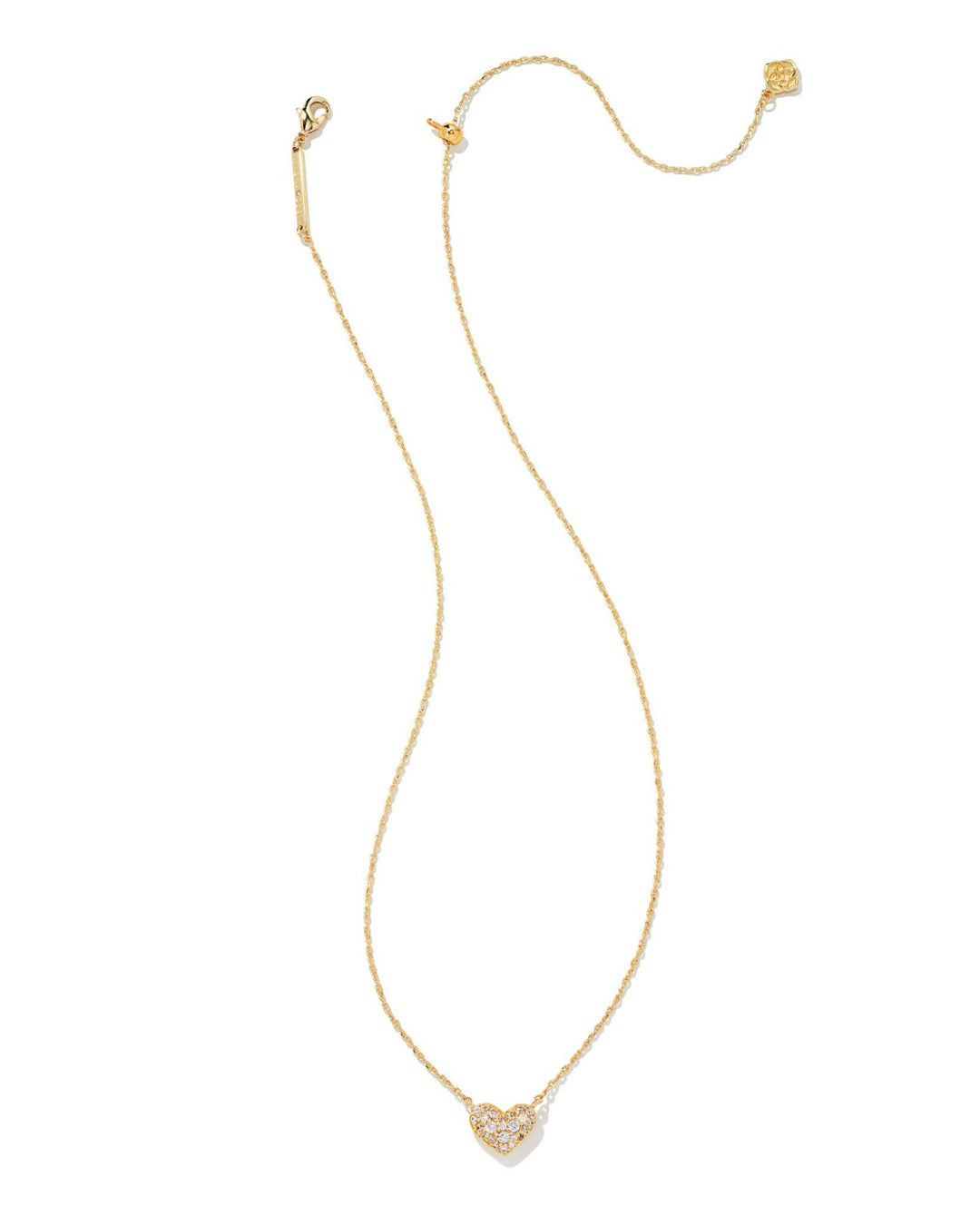 ARI PAVE CRYS HEART NCK GOLD METAL WHITE CRYS