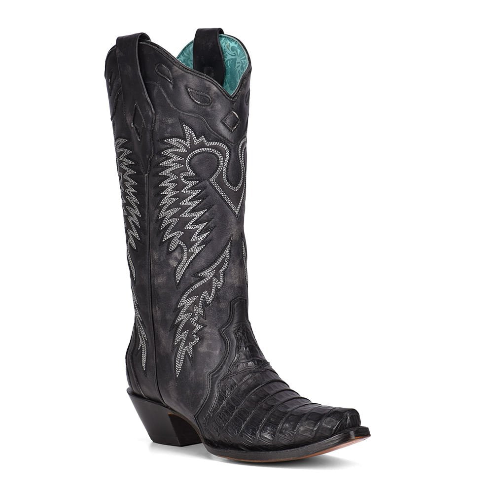 LD Black Caiman Embroidery Boot - 8