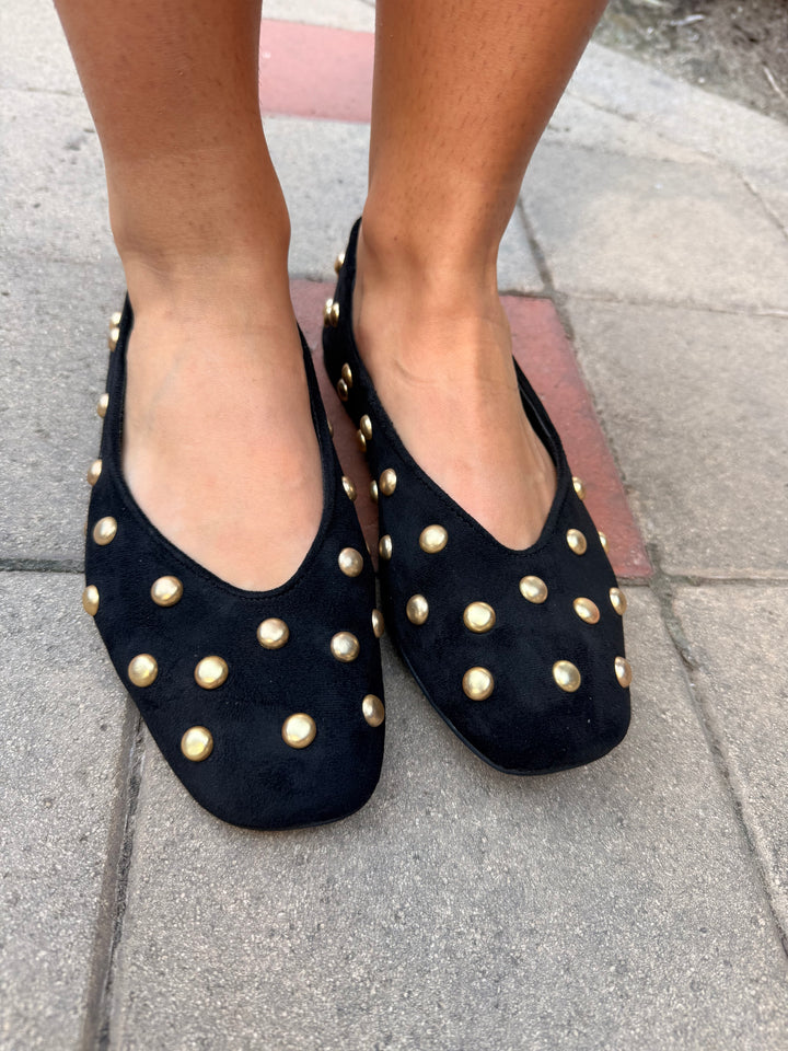Karma Stud Ballet Flat- Black