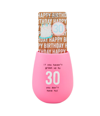 30 Birthday Silicone Wine Glass & Straw