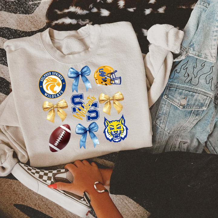 Blue/Yellow SS Wildcat- Sweatshirt- Sand