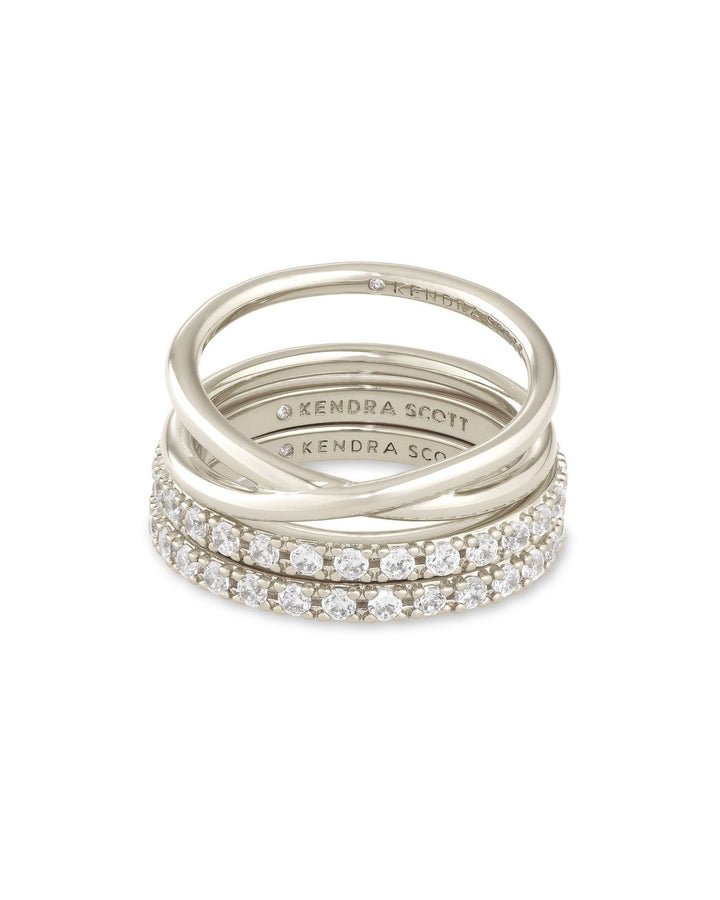 LIVY RING SET OF 3 RHODIUM METAL - 7