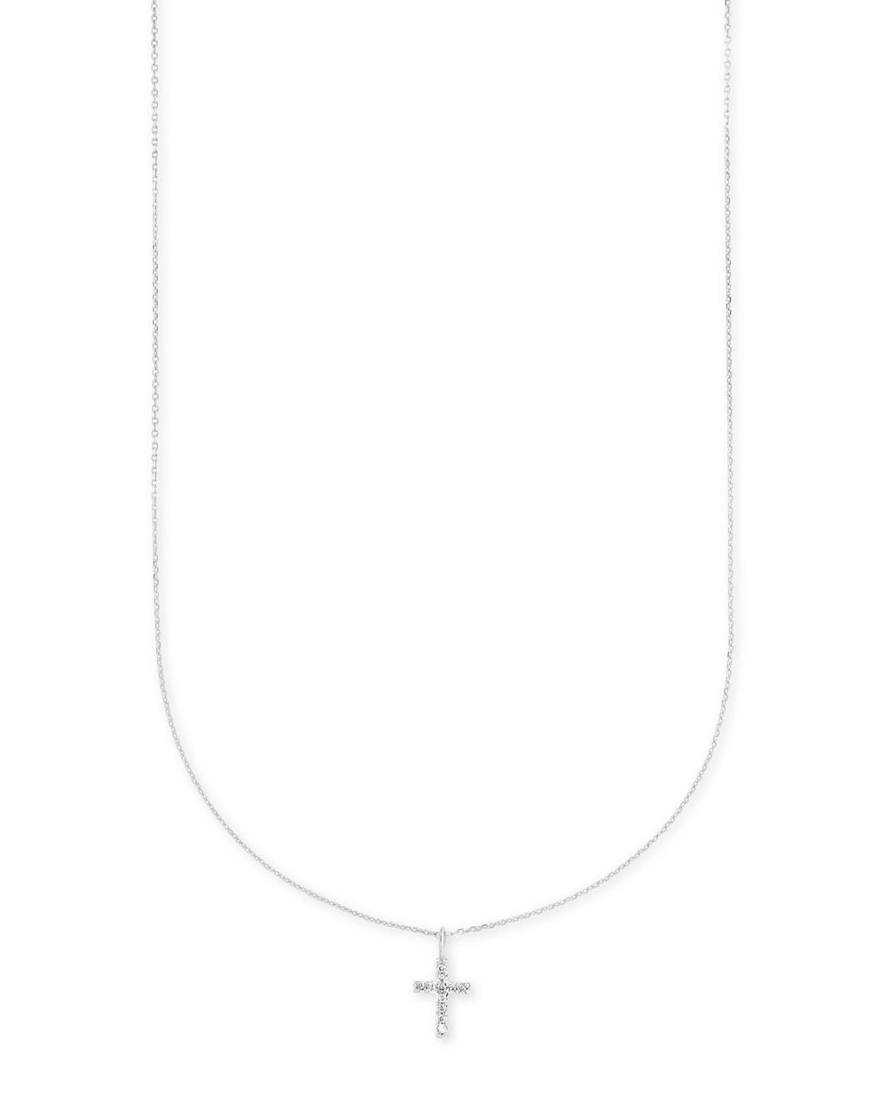 Cross Necklace 14K White Gold White Diamond