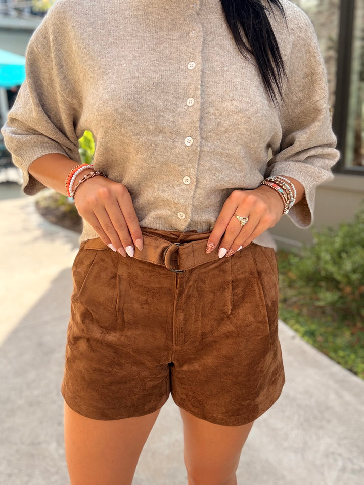 Ivory Suede Short- Saddle Suede