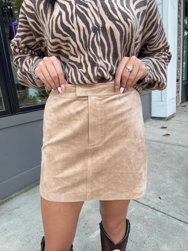 Perri Suede Mini Skirt- Light Sand