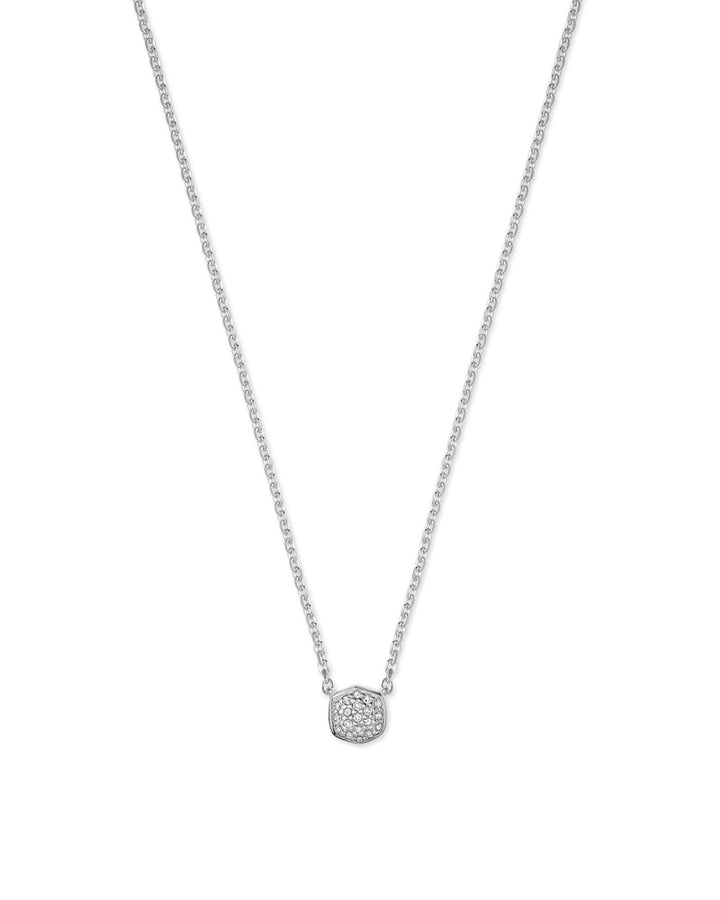Davie Pave Pendant Necklace Sterling Silver White Diamond