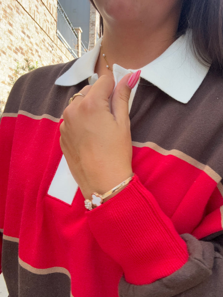 Study Break Polo Sweatshirt Game Day- Red