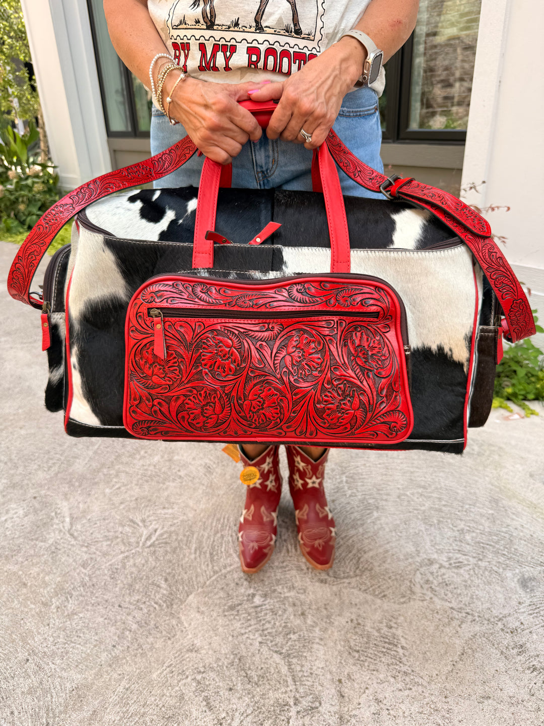 Cowhide & Leather Duffle Bag