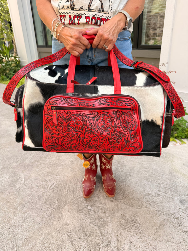 Cowhide & Leather Duffle Bag