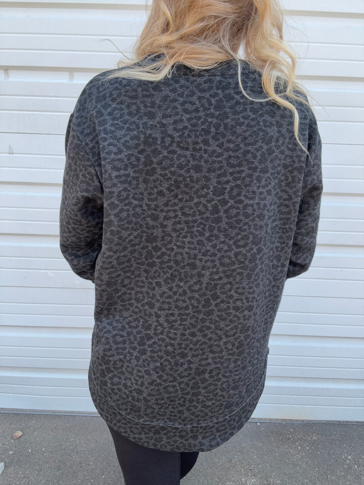 Wildcats Black Leopard Sweatshirt - Blue Metallic Puff