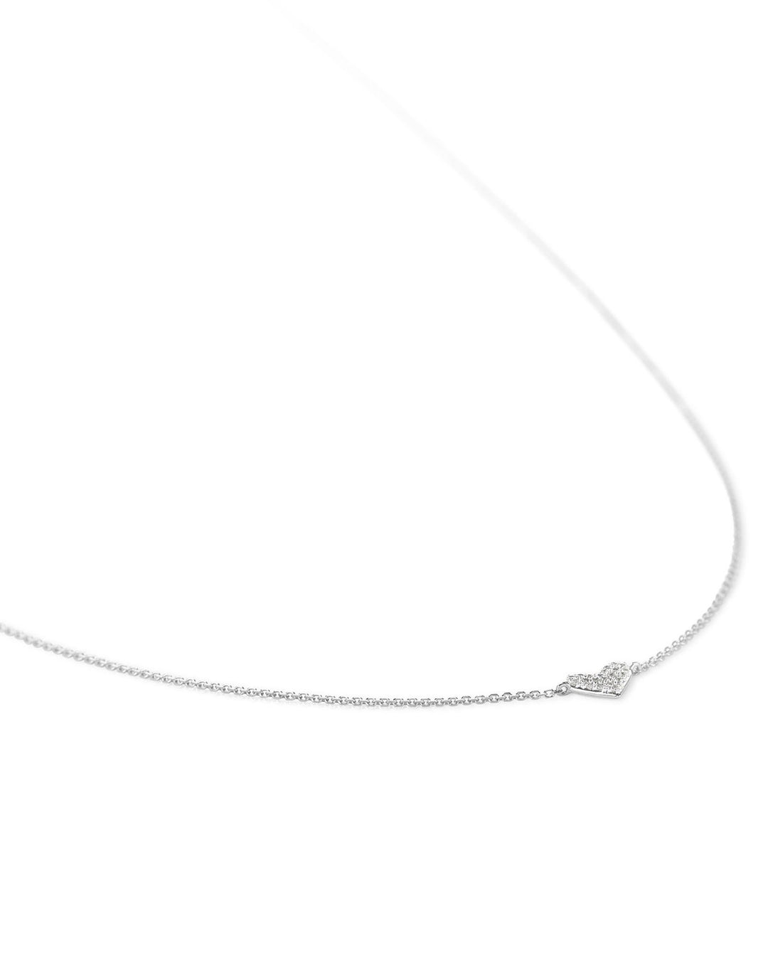 Heart Necklace 14K White Gold White Diamond