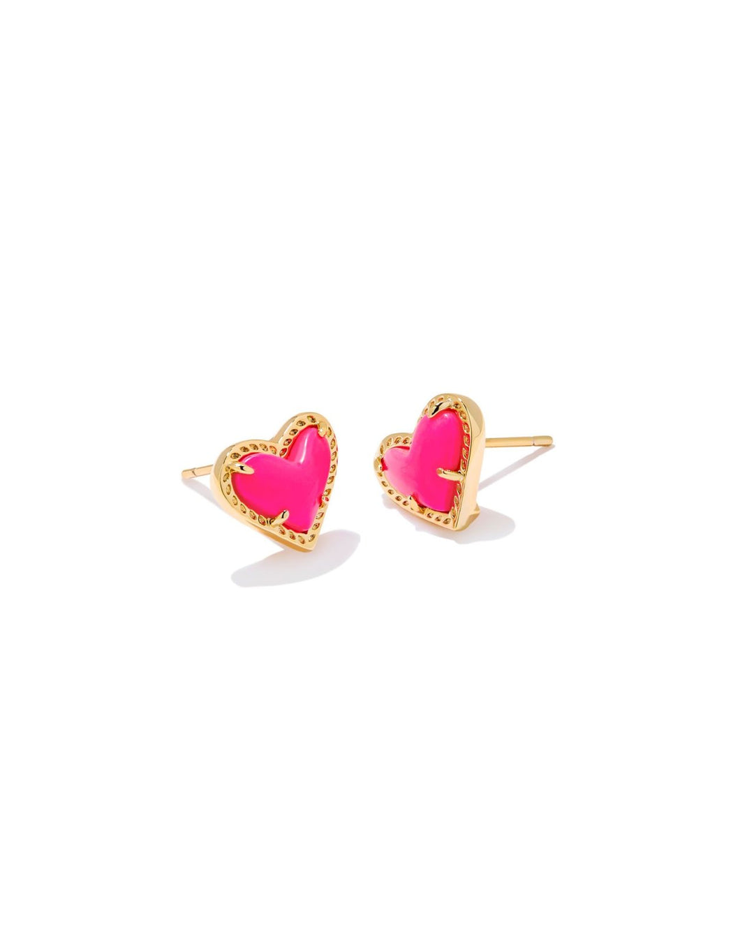 ARI HEART STUD EARRING GOLD NEON PINK