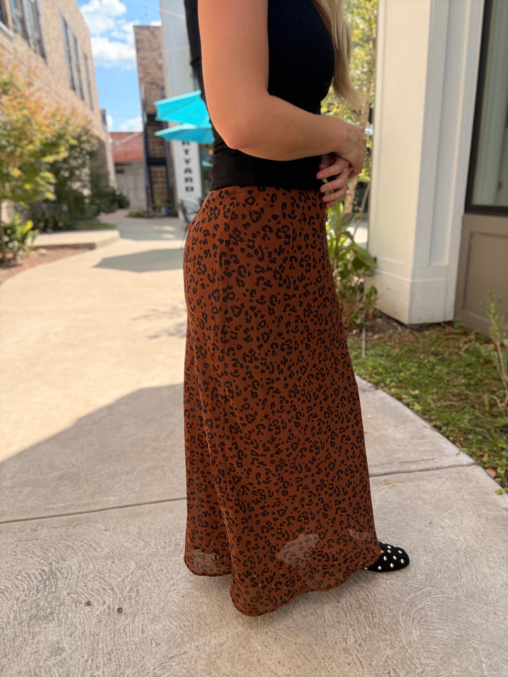 Europa Leopard Skirt- Burnt Umber