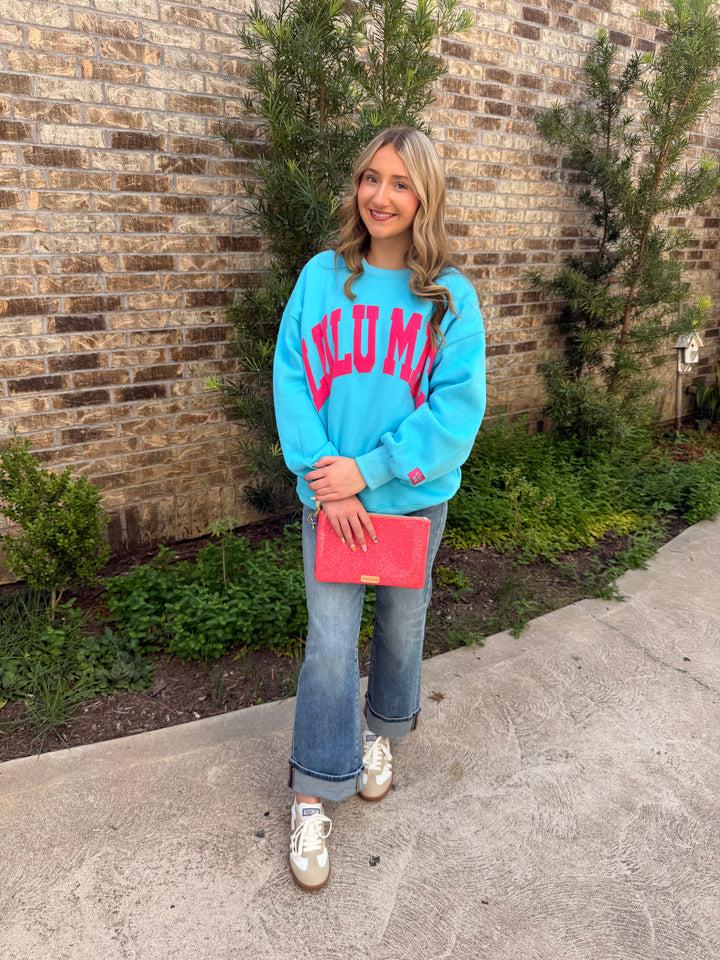 Classic Lulu Mac Sweatshirt- Blue/Hot Pink