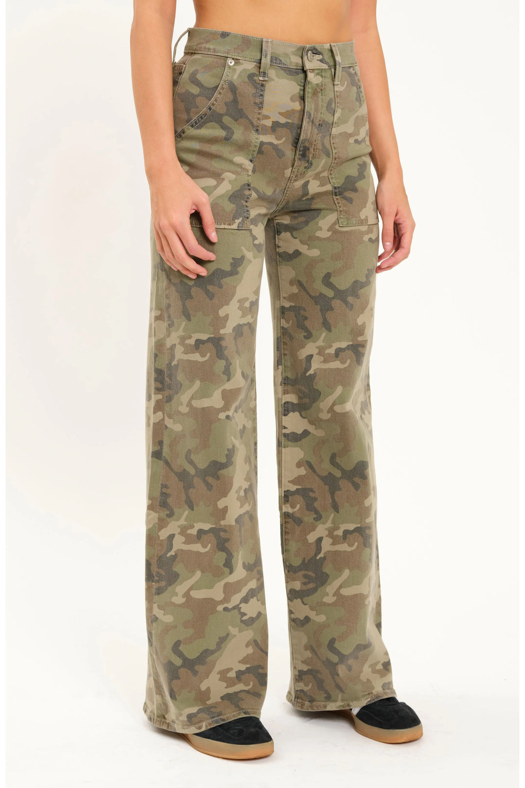 Far Out Patchpocket HR Wide Leg Jean- Hideaway