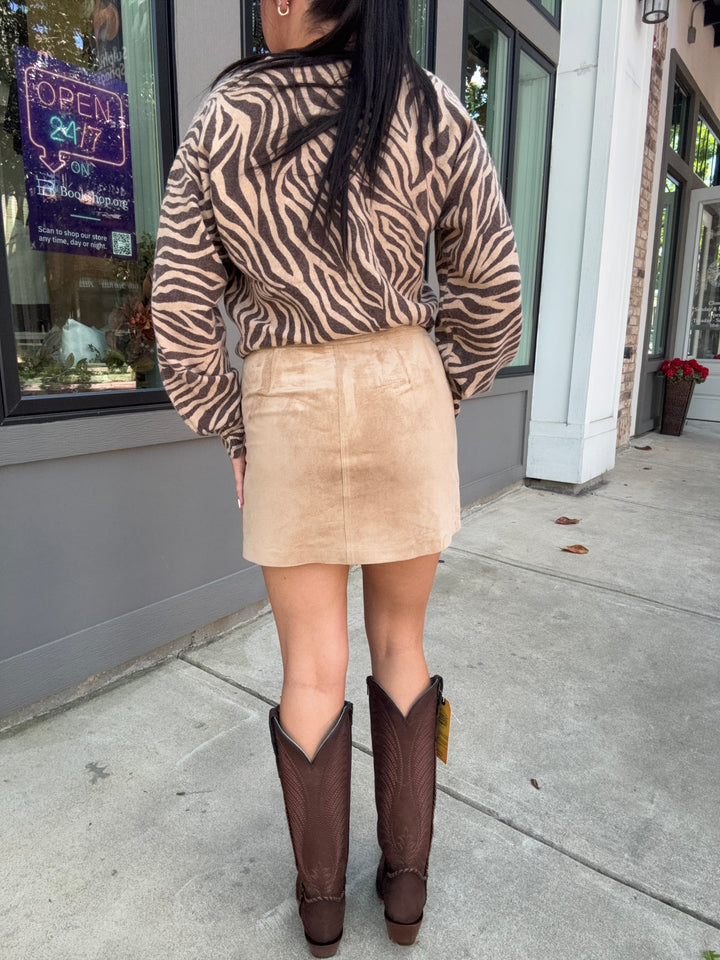 Perri Suede Mini Skirt- Light Sand
