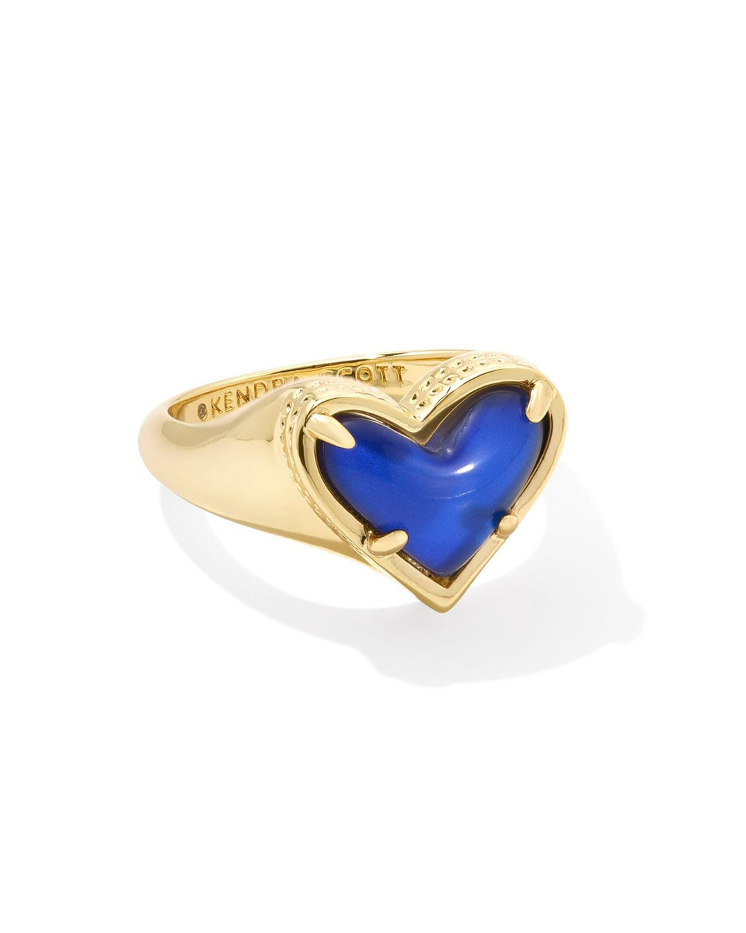 Framed Ari Heart Band Ring Gold Mood Stone 6