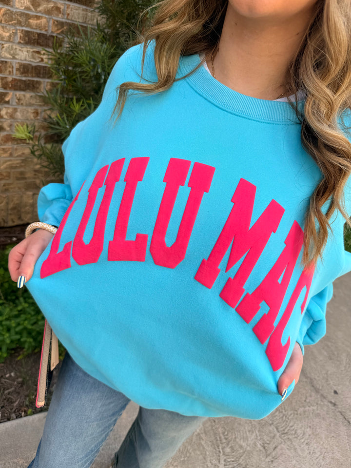 Classic Lulu Mac Sweatshirt- Blue/Hot Pink