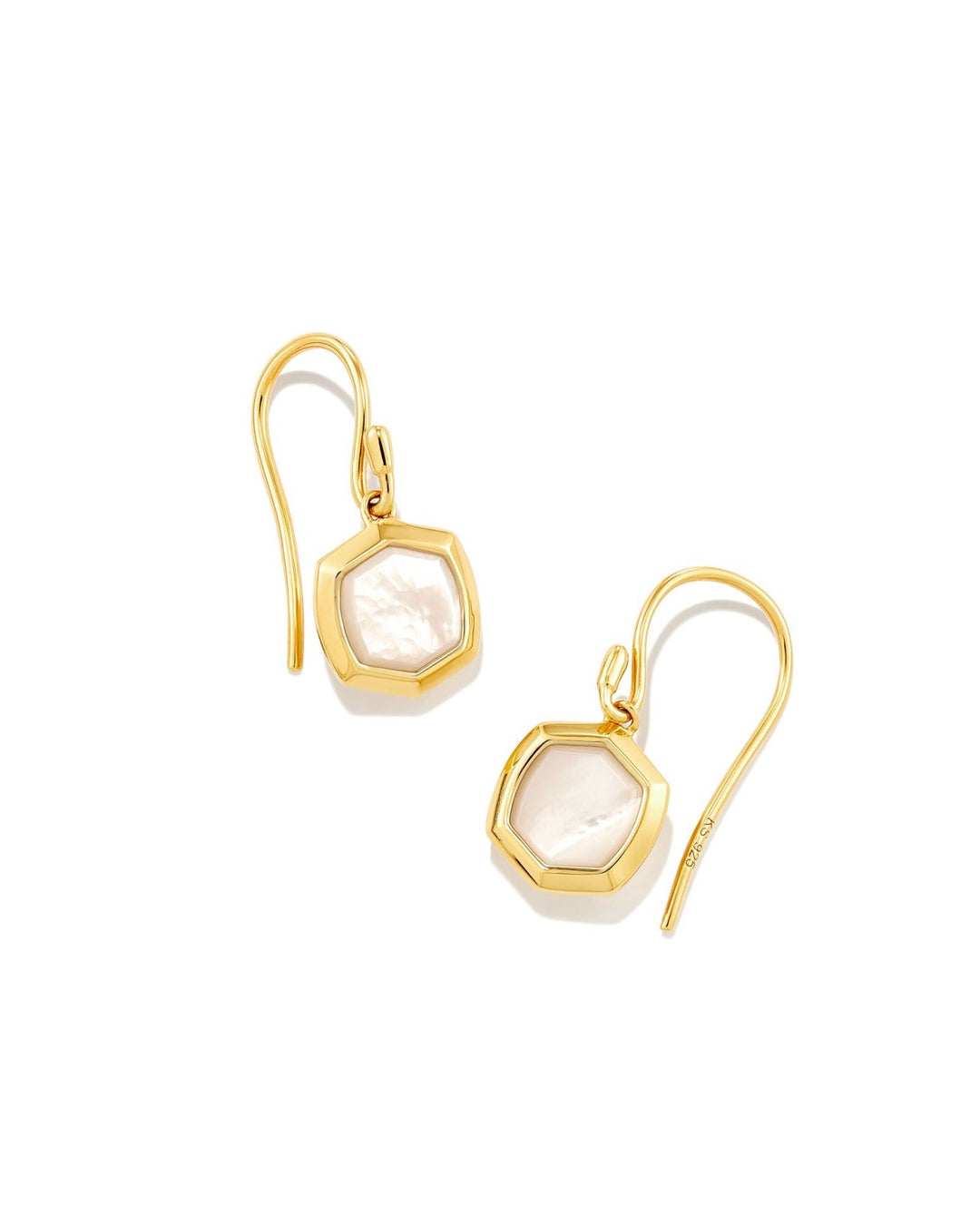 Davis Sm Drop Ear 18K Gold Vrml Ivory Mop