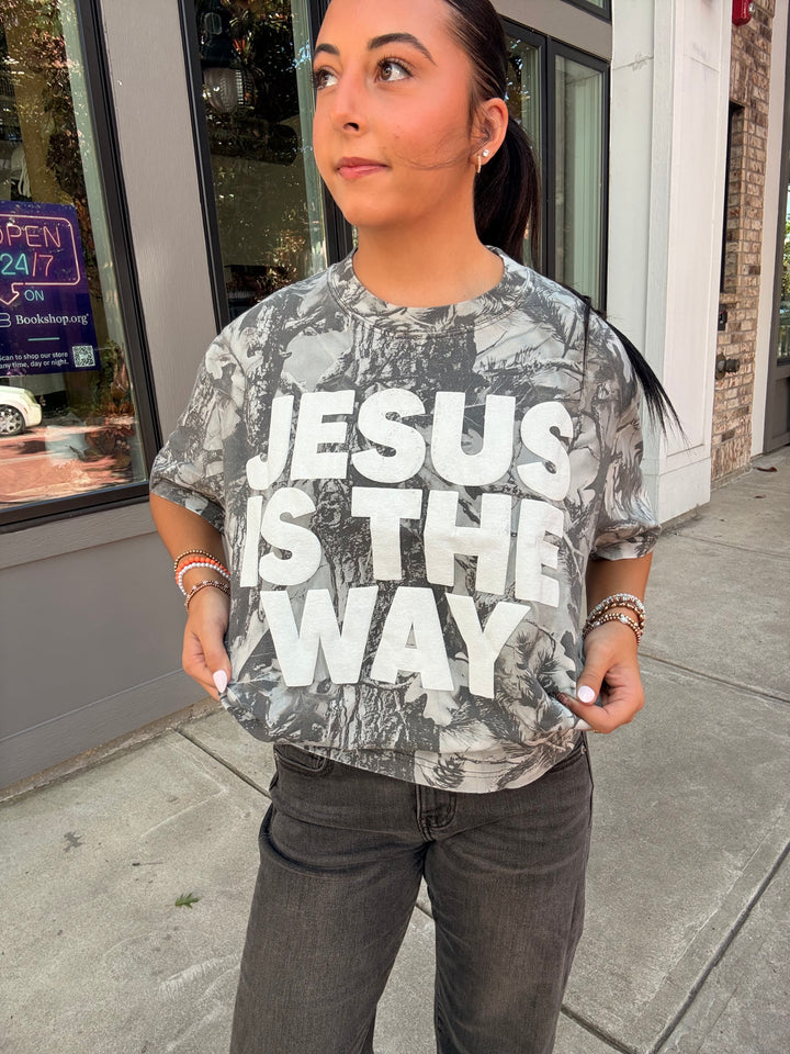 Jesus Is The Way Tee- Grey Camo