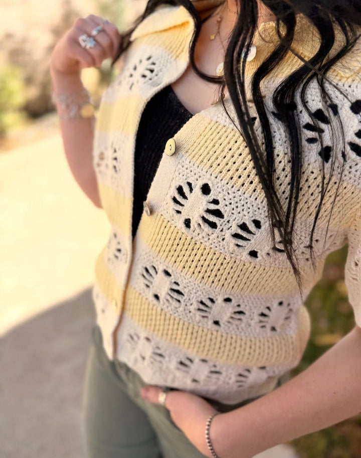 Andrine Crochet Top- Cream/Yellow