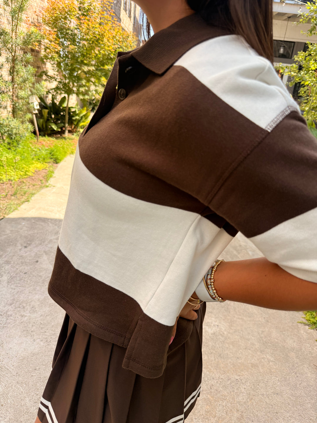 Mariner Polo Top- Dark Chocolate