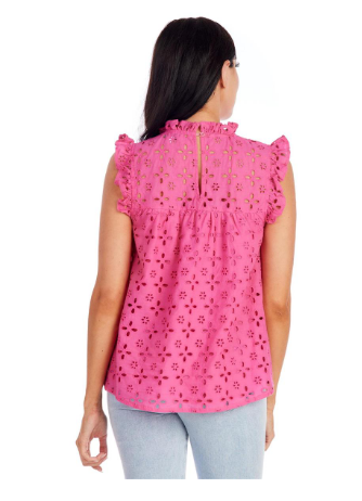 Bianca Eyelet Tank - Pink - S