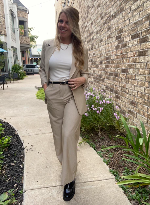 Bydanta Wide Leg Trouser- Humus Melange
