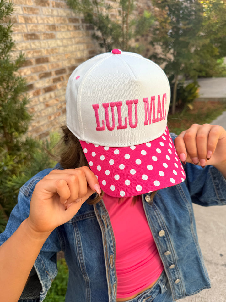 Lulu Mac Cap- Pink/White Dot