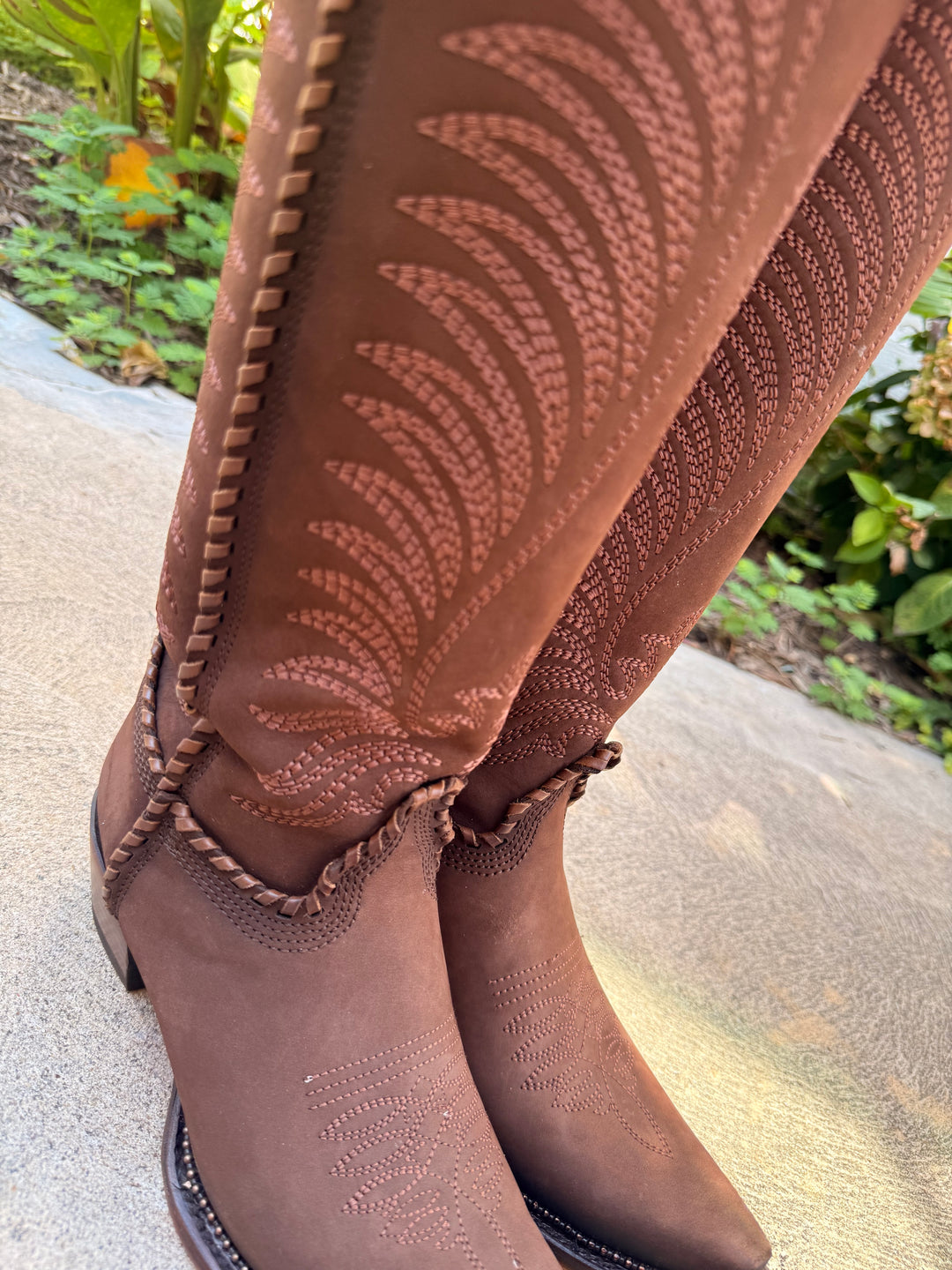 LD Brown Emb. Woven &amp; Metallic Welt Tall Boot