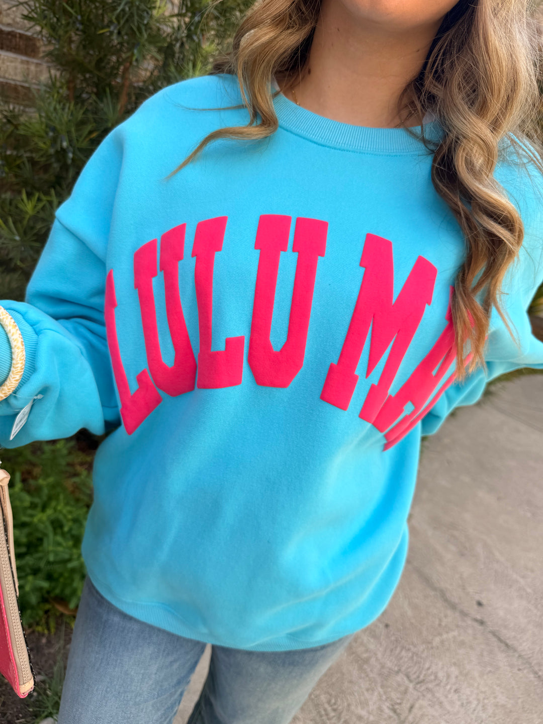 Classic Lulu Mac Sweatshirt- Blue/Hot Pink