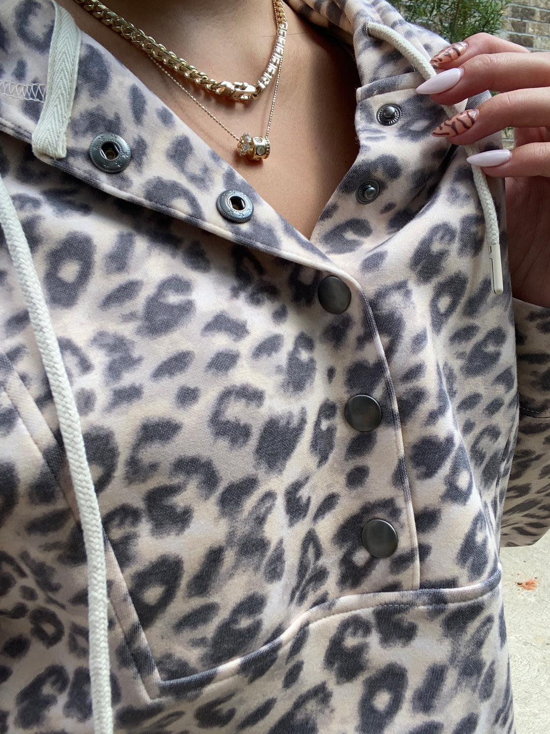 Cloud Snap Hoodie- Leopard