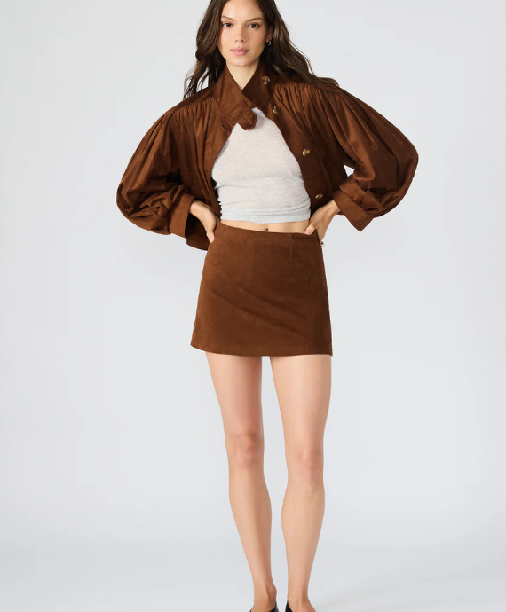 Cindi Faux Suede Mini Skort - Chicory Coffee - Xs