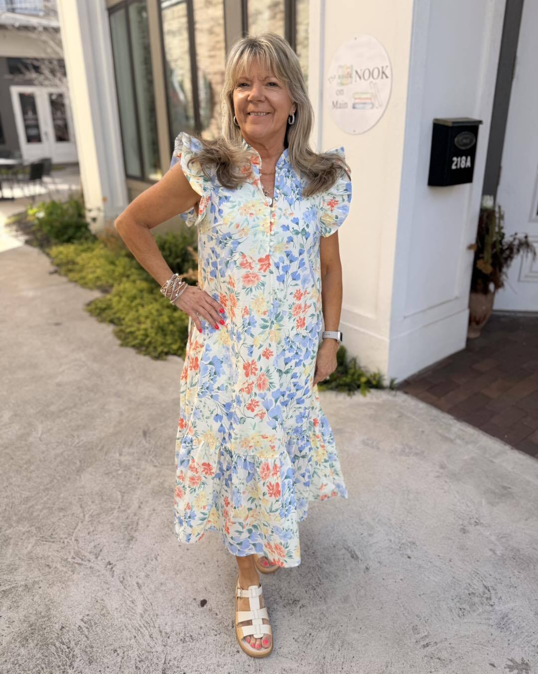 Crissy Floral Midi Dress- Vanilla