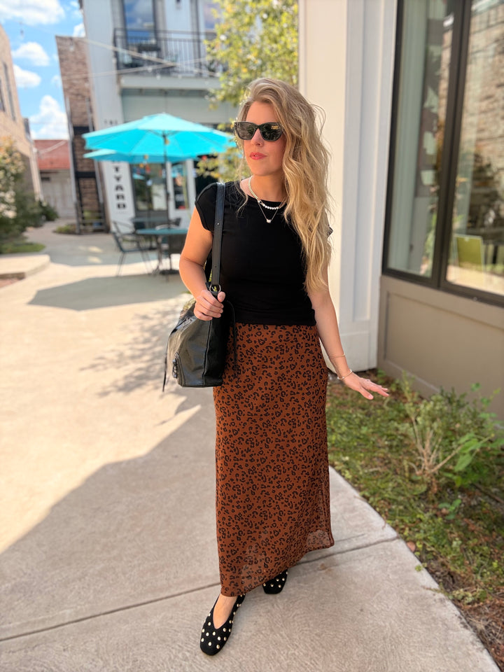 Europa Leopard Skirt- Burnt Umber