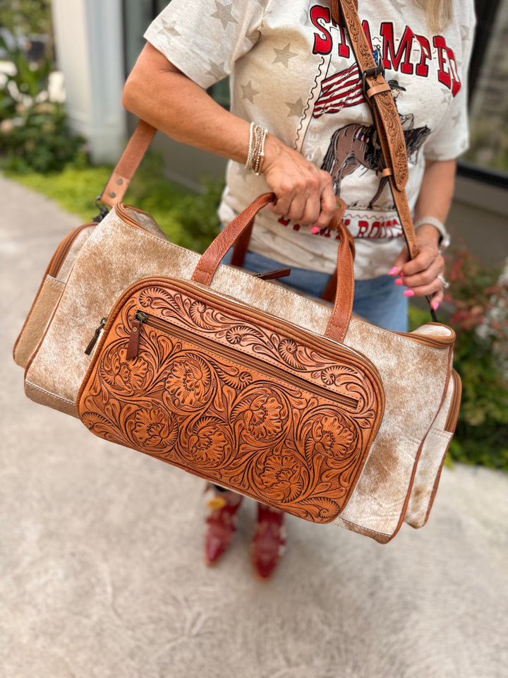 Cowhide & Leather Duffle Bag