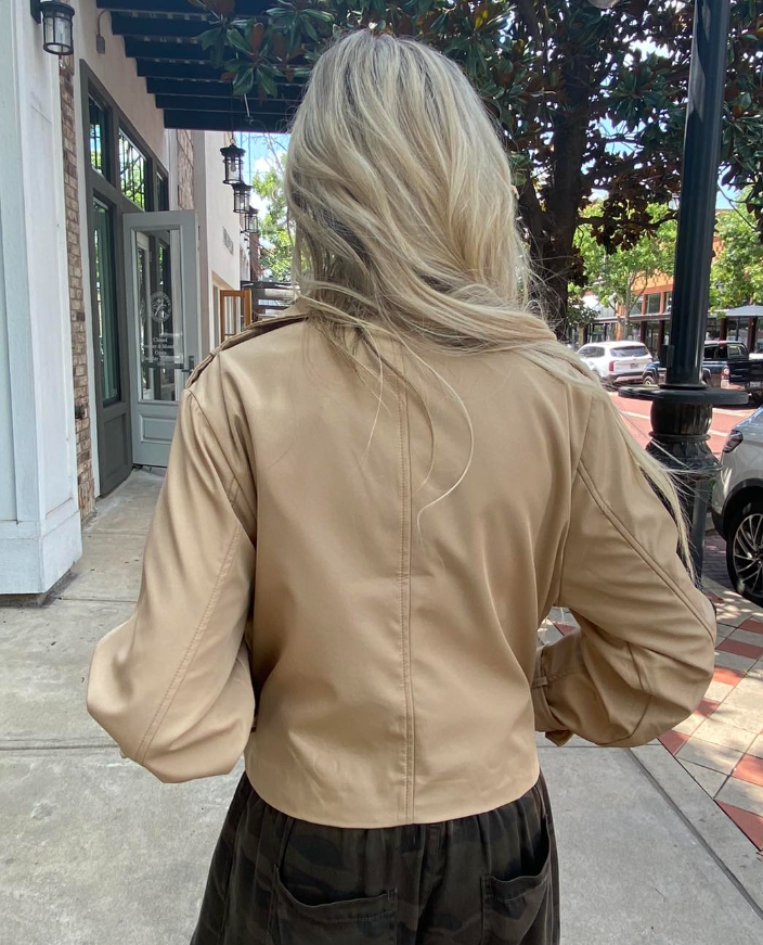 Durbuy Nylon Cropped Trench Jacket- Tan