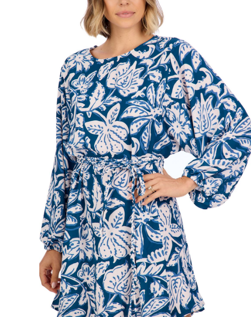 Dutton Flounce Dress - Blue - One Size