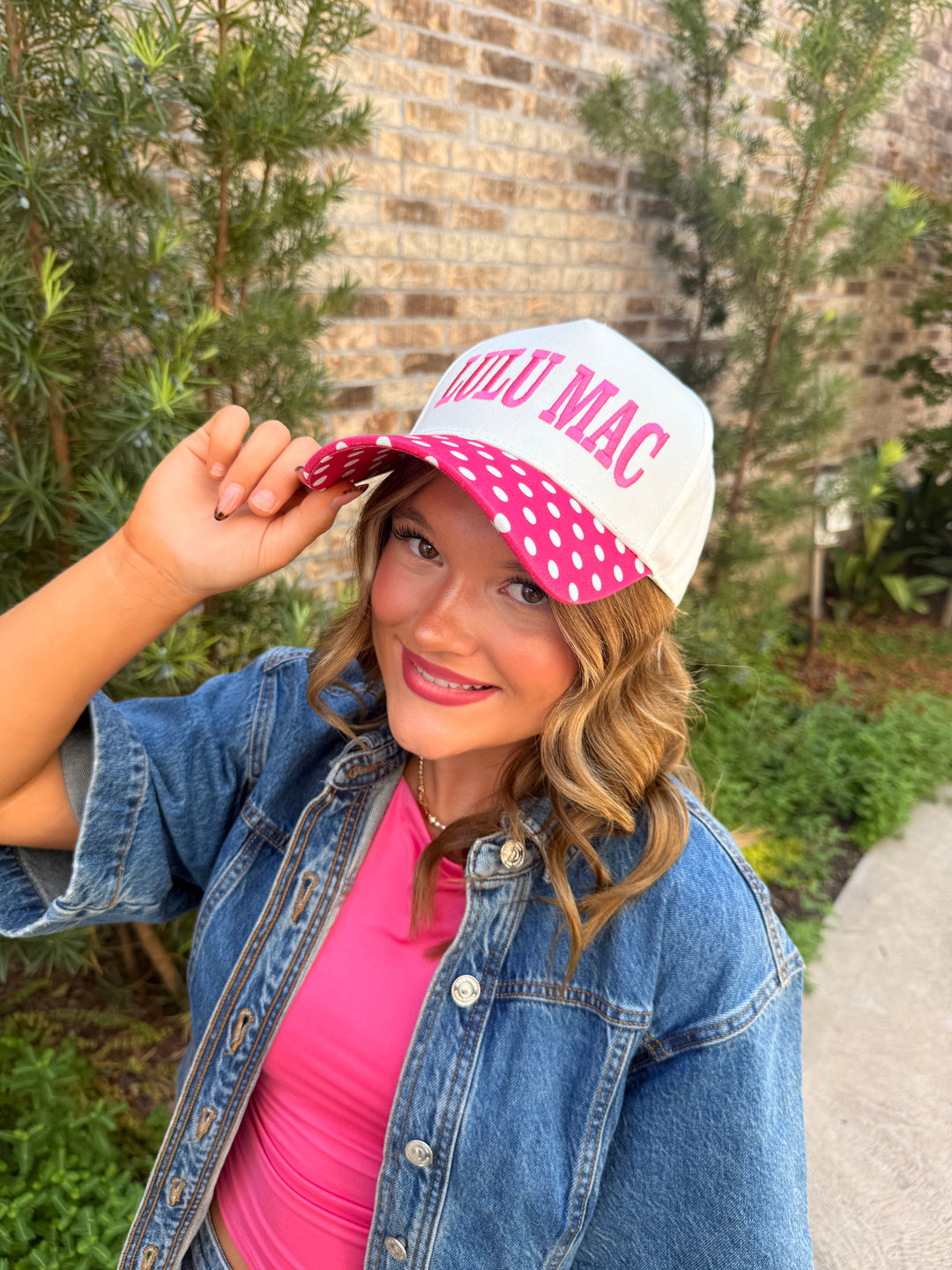 Lulu Mac Cap- Pink/White Dot