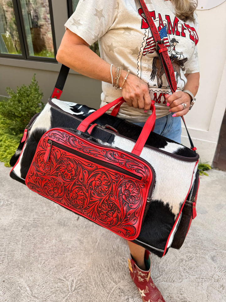 Cowhide & Leather Duffle Bag