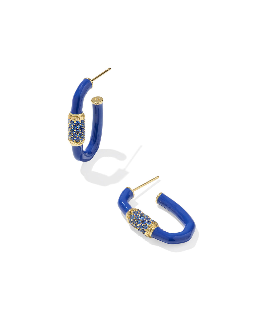Emery Enamel Hoop Earrings Gold Cobalt Mix