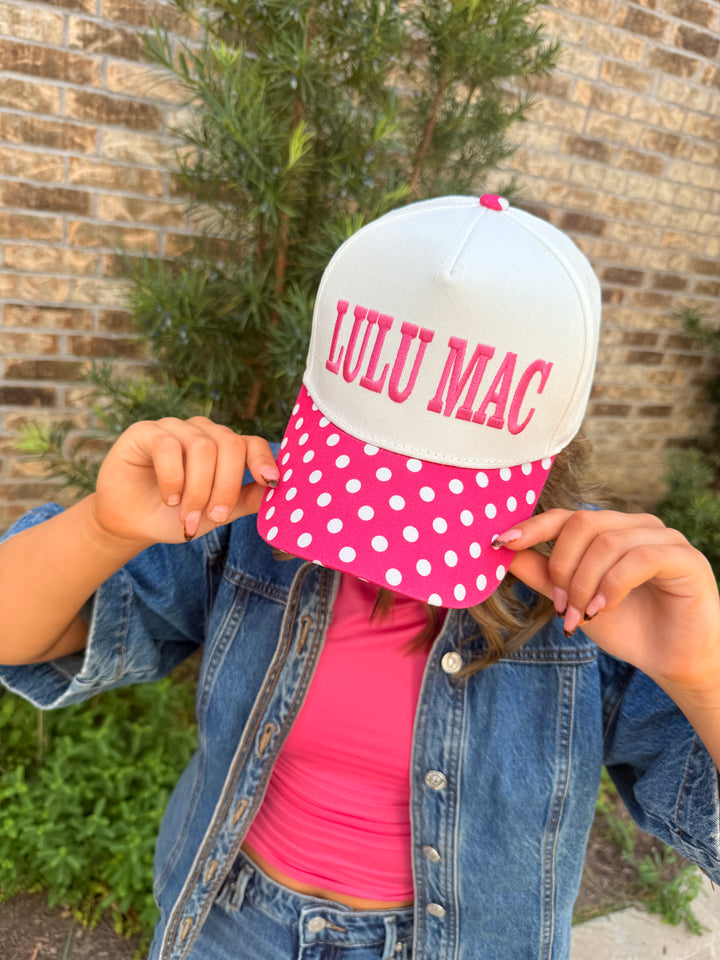 Lulu Mac Cap- Pink/White Dot