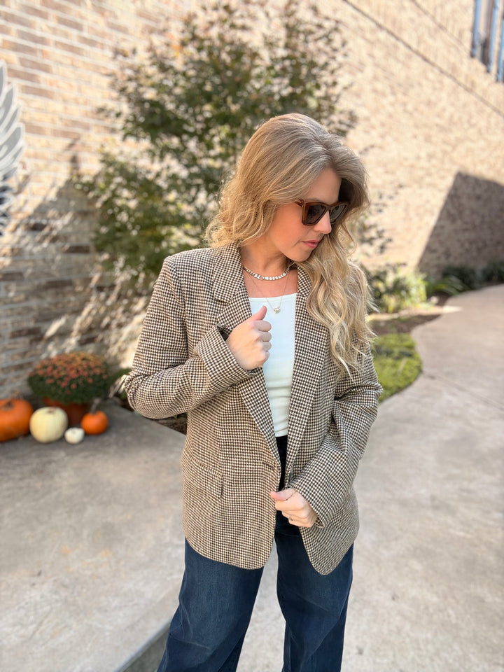Evan Check Blazer- Dark Chocolate